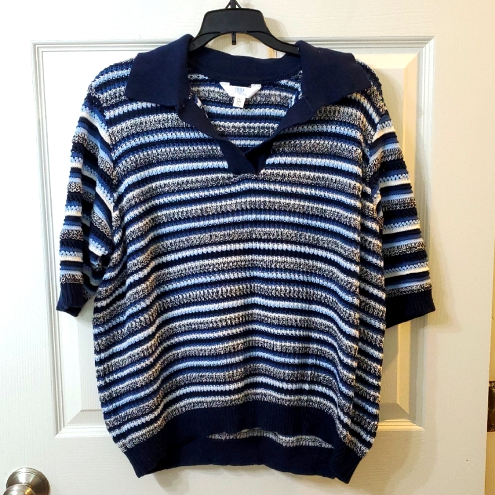 Time N Tru Striped Blue and White Knit Sweater XXL